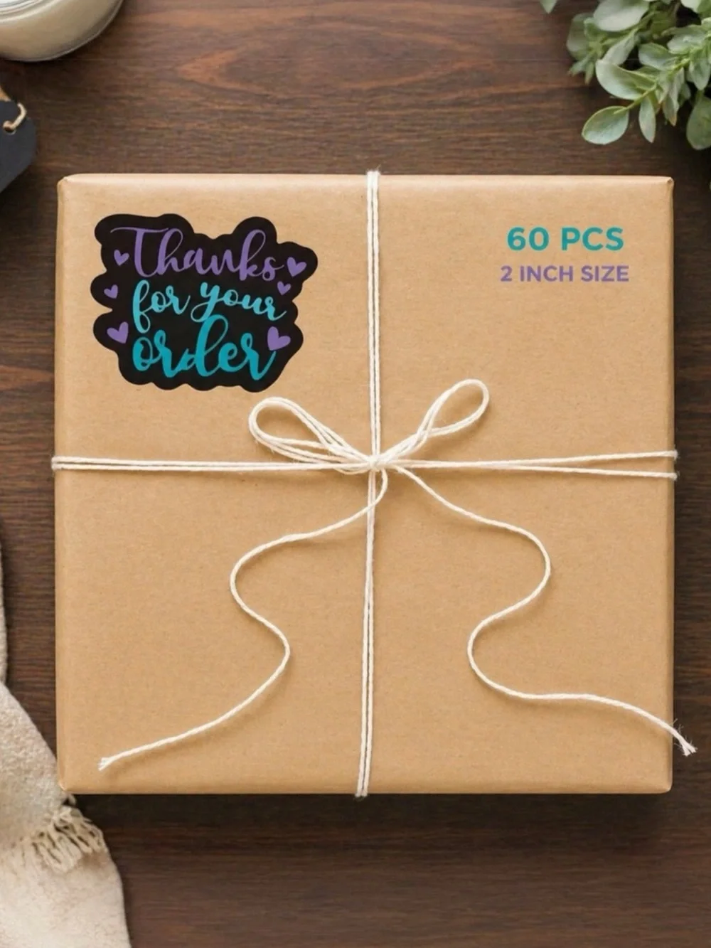 60 Thank You Stickers 2” 60 Pack Small Business Packaging Labels NWT